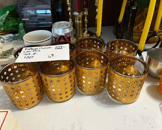 #69	Vintage Culvar low ball set of 8 22K gold glasses	 $80.00 			