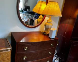 #35	Morganton Wood 3 Drawer Dresser w/detached Mirror - 36x20x31   Oval Mirror - 36x28	 $100.00 			