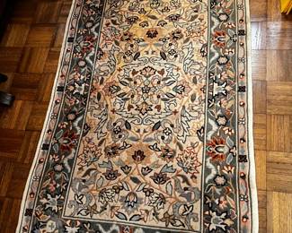 #141	3x5 wool rug in blue cream rose 	 $150.00 			