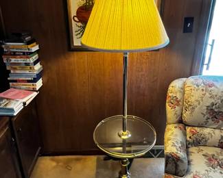 #46	Brass Glass top Table Floor Lamp - 60" Tall	 $75.00 			