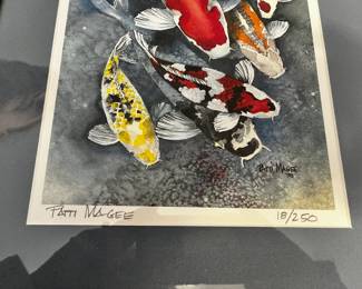 #29	Fine Art Print of Koi by Patty Magee w/certificate of Authencity - Framed and Matted - 14.5x25  18/250	 $75.00 			
