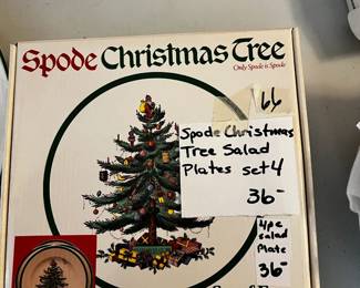 #66	Spode Christmas Tree salad plates set of 4 Boxed	 $36.00 			