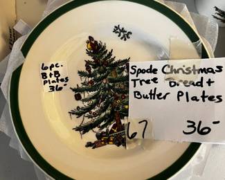 #67	Spode Christmas Tree bread and butter plates set of 6	 $36.00 			