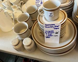 #133	Stoneware Mountain wood China 53 pc	 $60.00 			