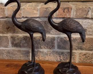 Bronze/Metal Crane Candle Holders