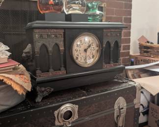 Vintage clock and trunk 