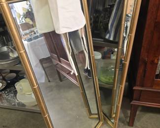 2 bamboo style framed mirrors