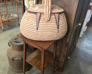 Hand woven basket with lid