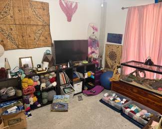 Aquarium, yarn, coloring books