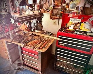 Tool box, saws, chisels