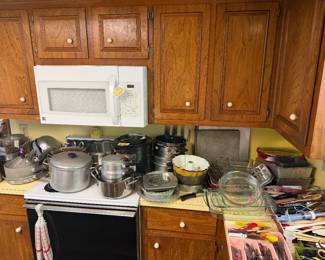 Pots, pans, kitchen utensils, appliances, silverwear