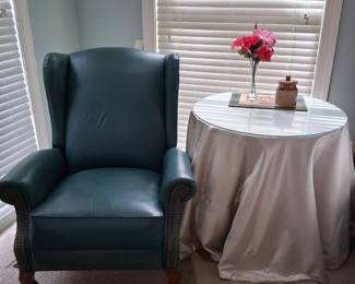 teal leather chair