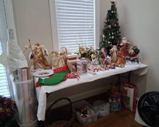 room full of holiday decor, new and vintage