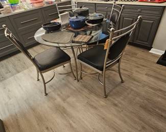 chrome and leather kitchen chairs and table