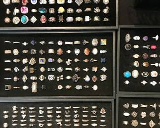 some of the hundreds of sterling rings