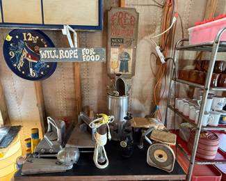 Vintage scale, Vintage wall mixer, vegtable slicers