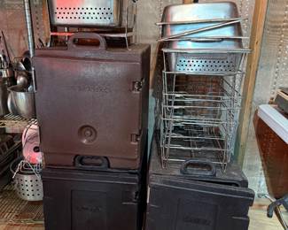 Food warmers with chafer racks and pans