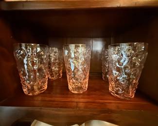 Vintage 1950's Seneca Glass Co. hand-blown driftwood pink glasses