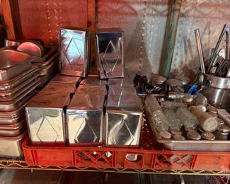 salt & pepper shakers, napkin holders, sugar dispensers, serving utensils