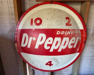 1930's 3ft, bubble style round, Dr. Pepper "10,2,& 4" porcelain sign
