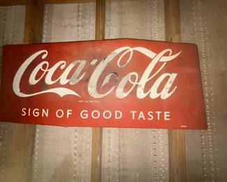 1950's 46" x 16" porcelain over steel Coca- Cola sign "sign of good taste"