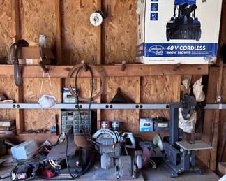 Woodworking tools and snow blower