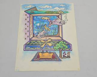 Surrealist Outsider Art Aquarium Computer | Lot 67