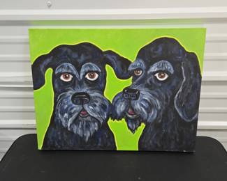 Outsider Painting of 2 Schnauzer Dogs | Lot 41