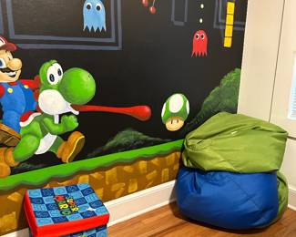 bean bags and Mario toy organizer