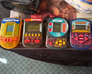 Vintage Handheld Connect Four, Yahtzee, Battleship, Hangman
