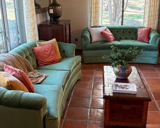 Vintage velvet couch & love seat