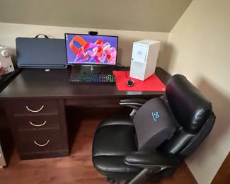 Whole computer set up, desk, chair keyboard etc