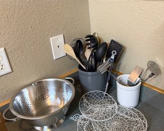 Kitchen utensils and crocks etc