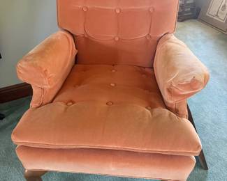 #87 - $120 - Brand Conover made Apricot velvet armchair 25x28x34T & ottoman 