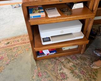 #74 - $90 - Encore Oak pull out tray cabinet / for printer 25x20x30