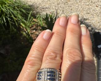 #138 - $495 - 14kt gold & diam / sapphire ring -sz 7 - 5.67gr 