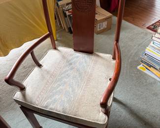 #37 - $1,000 - Teakwood dining table 5'6"x45x25 + 2 leaves 18"each + 2 arms & 6 chairs (1960's)