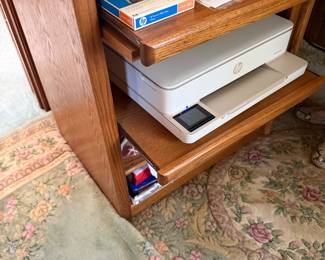 #74 - $90 - Encore Oak pull out tray cabinet / for printer 25x20x30