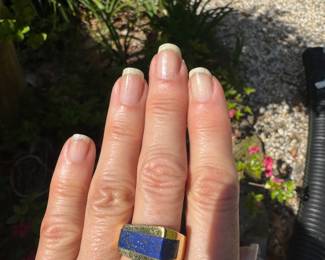 #135 - $900 - Lapus Lazuli & 18kt gold ring, custom made, sz 7.5. 7.45 gr