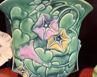 #98 - $120 - Vintage Roseville pottery vase "morning Glory"