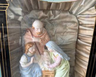 #115A - $150 - Antique nativity in musical frame