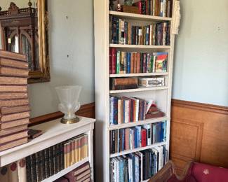 #27 - $140 each - Cream painted bookcase 7 shelves 33x11x7'T  - 2 available