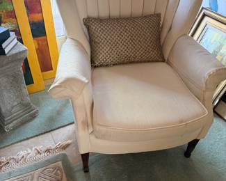 #7 - $140 - Fan back cream armchair Mattison 32Wx33Dx34T - needs cleaning 