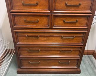 #90 - $160 - Tall chest wood 5 drawers 40x19x48