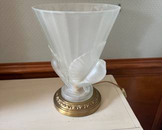 #30- $150 - Frosted Art Deco bird lamp 11Tx8 1/2