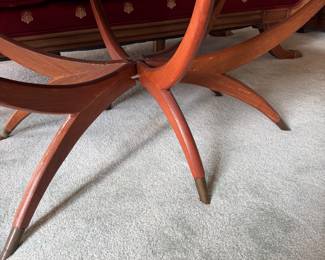 #19 - $200 - Mid century modern Antique Persian brass tray on spider legs 3'5"x2'x18"T