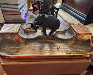 #111 - $150 - Antique cast iron elephant ink well