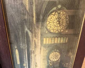 #65 - $90 - Antique colored etching of Cathedral 18x24