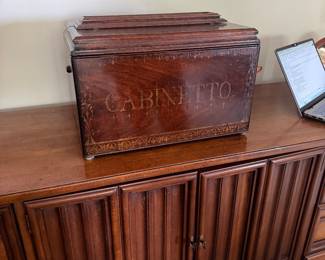 #85- $400 - Cabinetto old crank music box 18x14x11