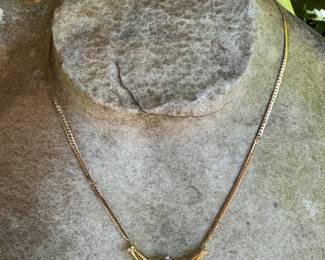 #136 - $650 - 14kt gold necklace & Chattam lab grown emeralds - 5.42gr. 16"